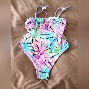 Girls one piece bathing suit size XL (14/16) pink blue pattern